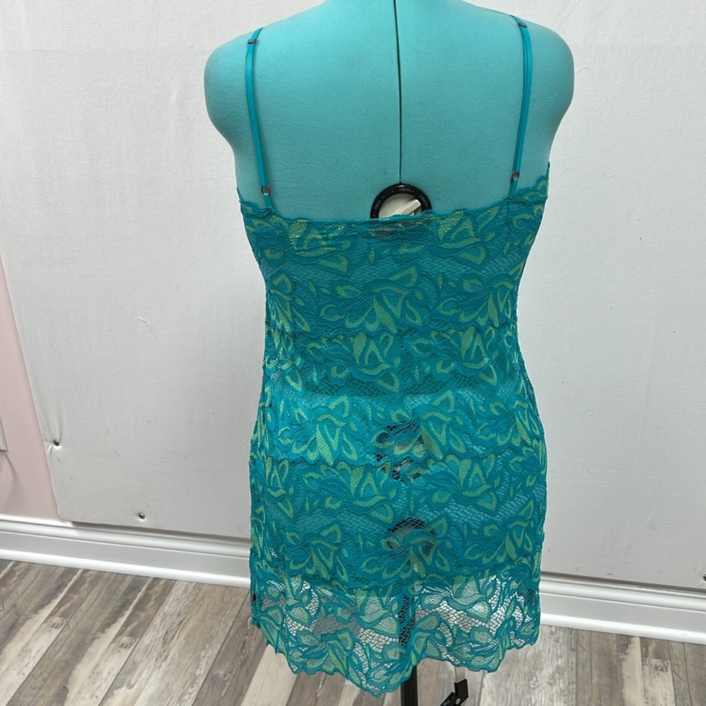 Josie by Natori Lace Blue and Green Chemise - Picture 3 of 5